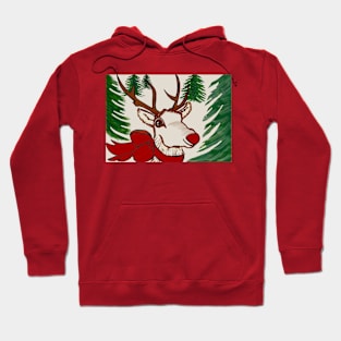 Red nosed reindeer in the woods Hoodie